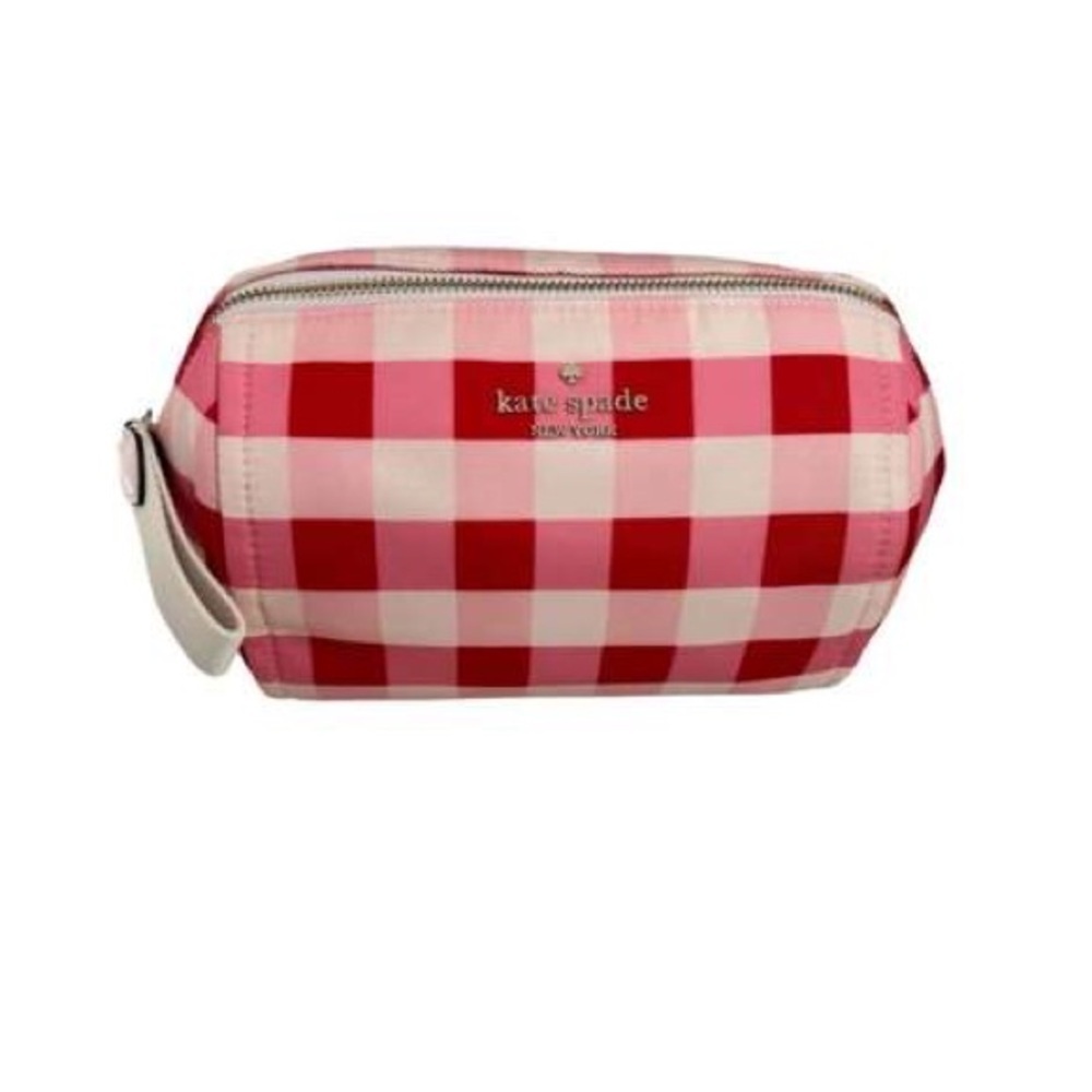 Kate Spade Red and White Gingham Pouch